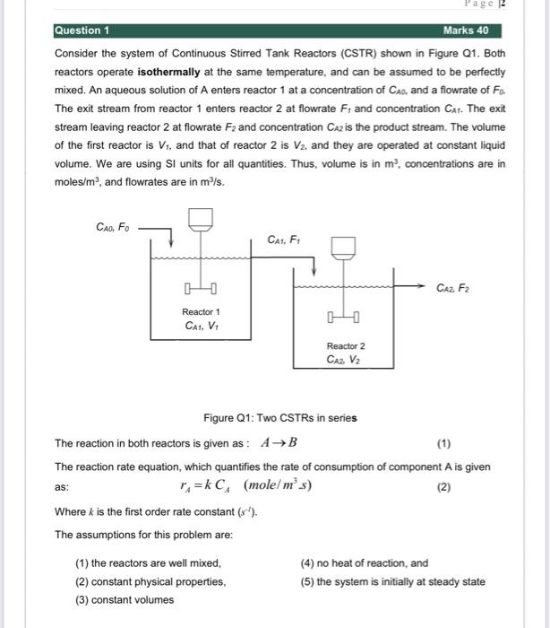 Solved Page 2 Question 1 Marks 40 Consider the system of | Chegg.com