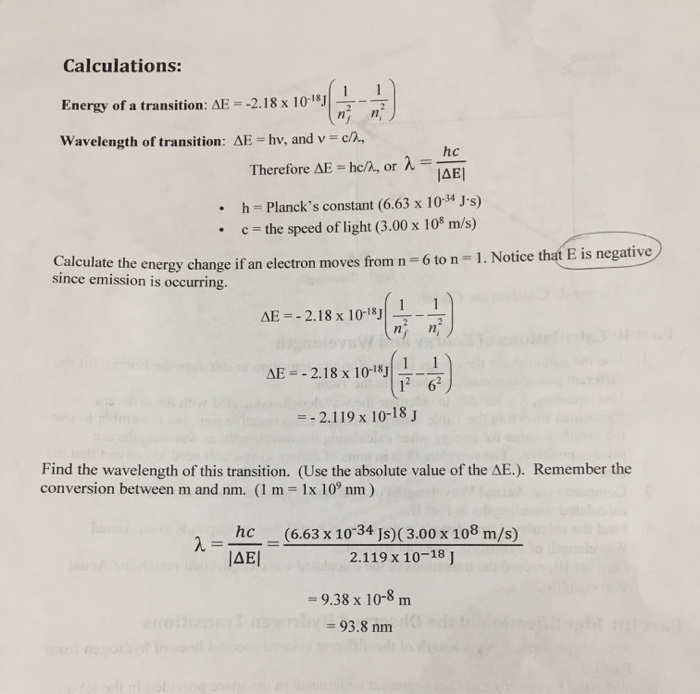 Solved Answer The Spectroscopy Lab Report Sheet And. In T...