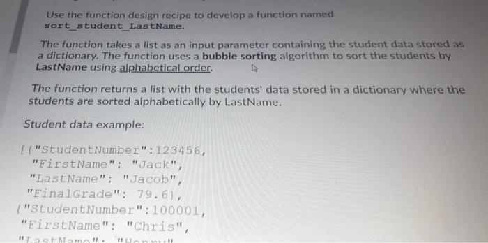 Solved Use the function design recipe to develop a function | Chegg.com