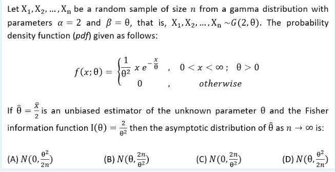 Solved Let X X2 X Be A Random Sample Of Size N Fro Chegg Com