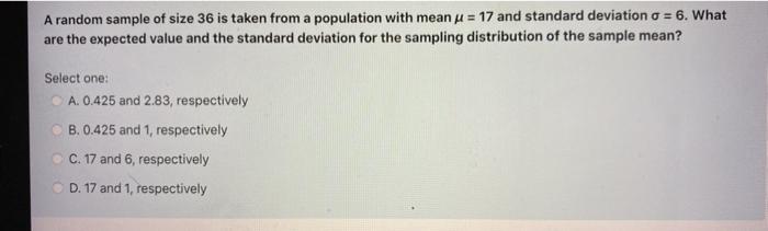 Solved A random sample of size 36 is taken from a population | Chegg.com