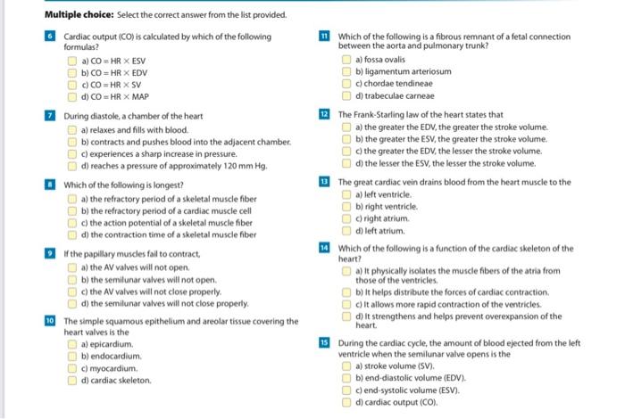 Solved Multiple choice: Select the correct answer from the | Chegg.com