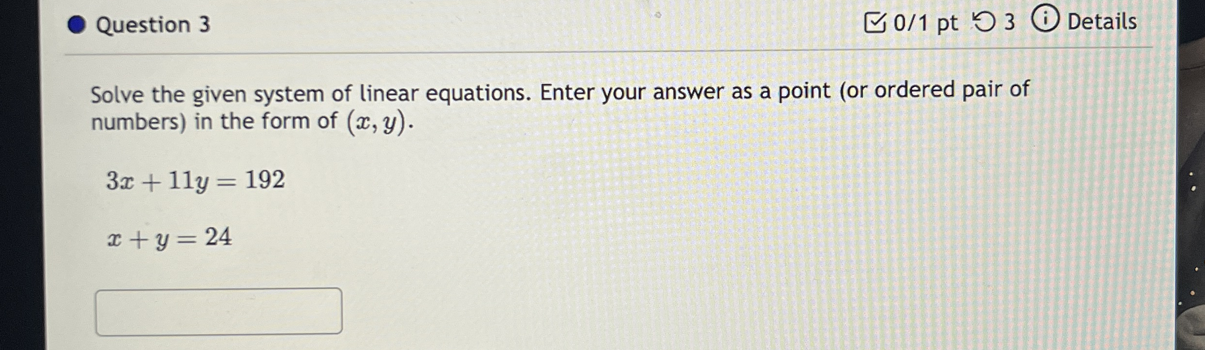 Solved Question 3Solve the given system of linear equations. | Chegg.com