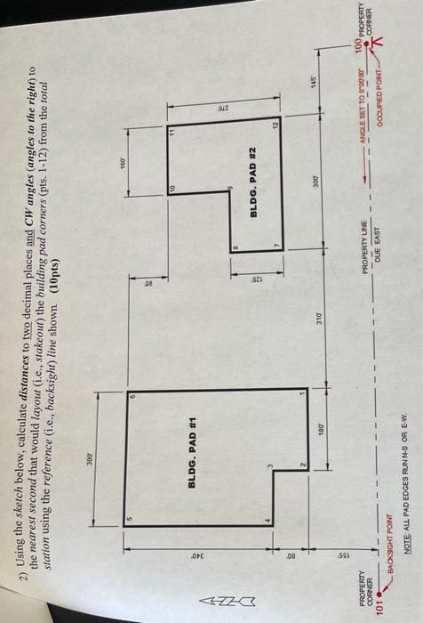 Solved 2) Using the sketch below, calculate distances to two | Chegg.com