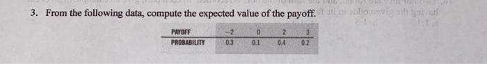 Solved 3. From the following data, compute the expected | Chegg.com