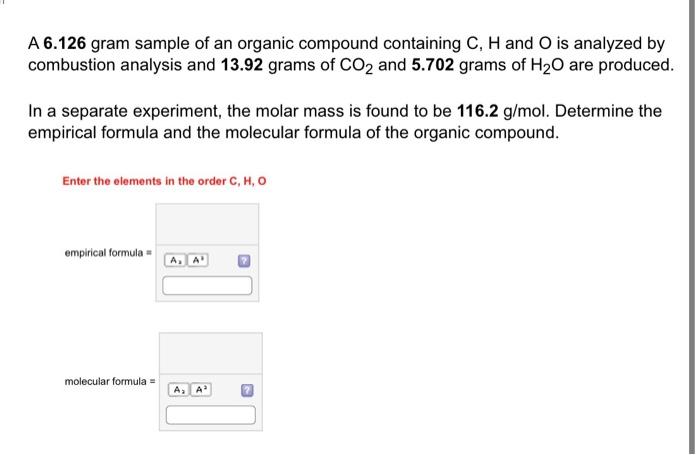 Solved A 6.126 gram sample of an organic compound containing | Chegg.com