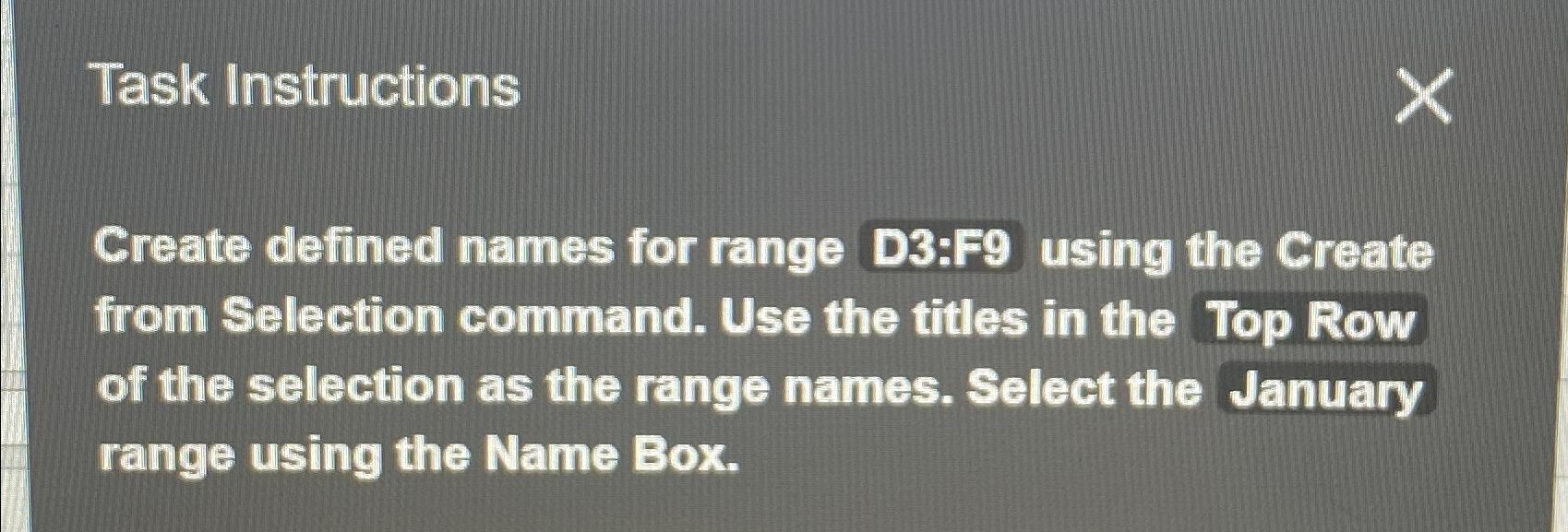 Solved Task InstructionsCreate defined names for range D3 F9