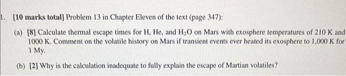 Solved [10 marks total] Problem 13 in Chapter Eleven of the | Chegg.com