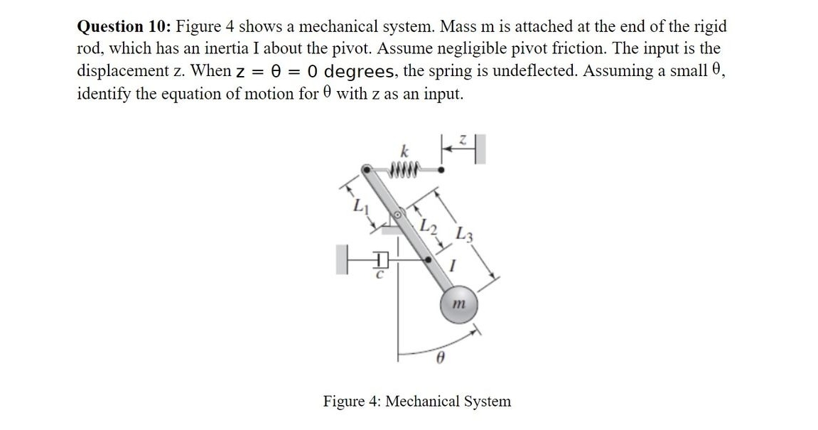 Solved Question 10: Figure 4 shows a mechanical system. | Chegg.com