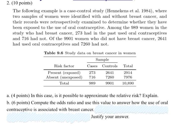 Solved The following example is a casecontrol study
