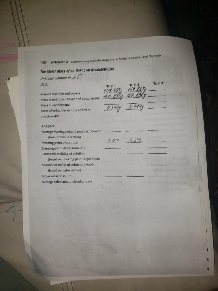 Solved EXERCISE 12 NAME LAB SECTION DATE Report Trial 3 The | Chegg.com