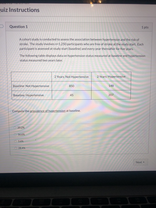 Solved uiz Instructions Question 1 1 pts A cohort study is | Chegg.com