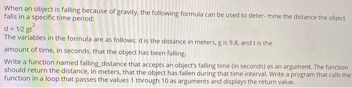 Solved 2 When an object is falling because of gravity, the | Chegg.com