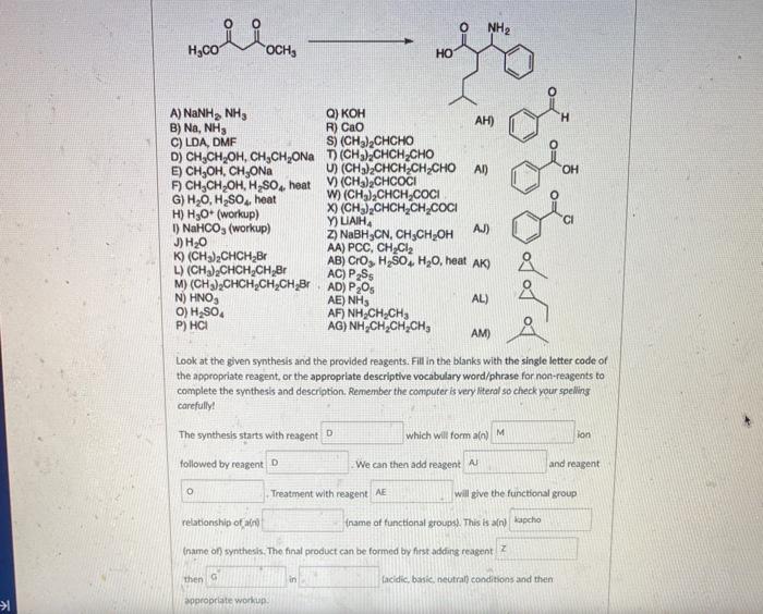 Solved Nh2 Roots H3co Ho On A Nanh Nh3 Q Koh Ah B Na Chegg Com