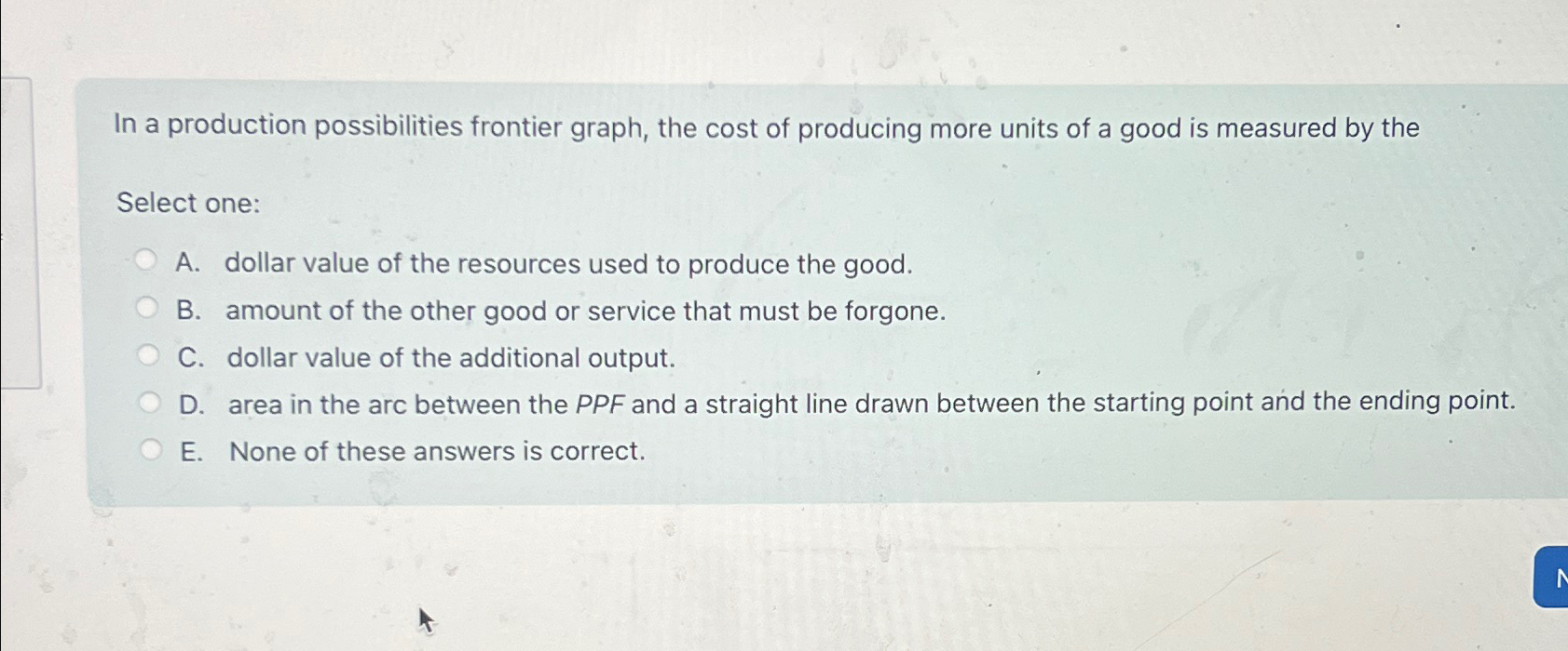 Solved in a production possibilities frontier graph the chegg