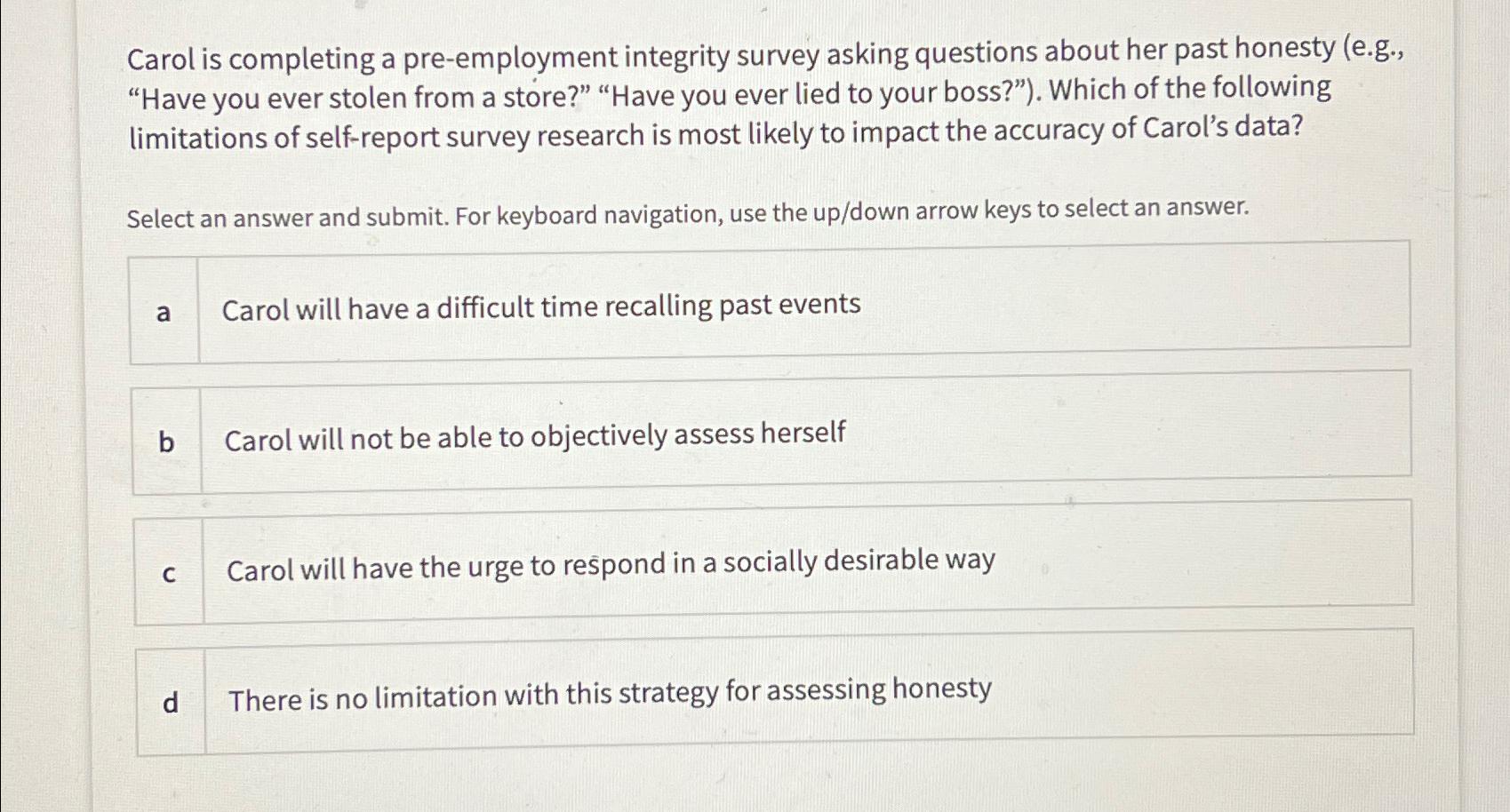 solved-carol-is-completing-a-pre-employment-integrity-survey-chegg