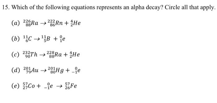 Solved 15. Which of the following equations represents an | Chegg.com