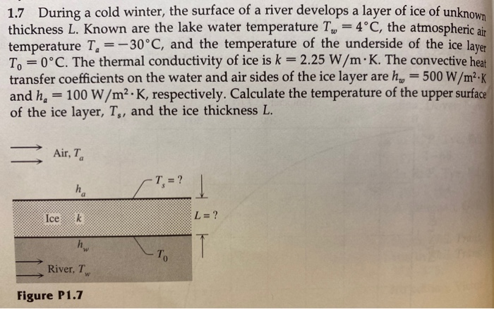 Solved 1.7 During a cold winter, the surface of a river | Chegg.com