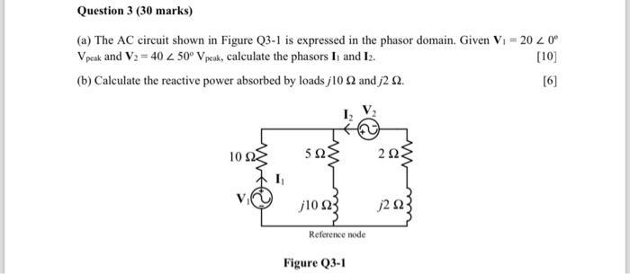 Solved (a) The AC circuit shown in Figure Q3-1 is expressed | Chegg.com