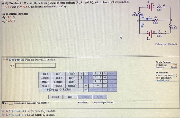 Solved (9%) Problem 9: Consider the following circuit of | Chegg.com