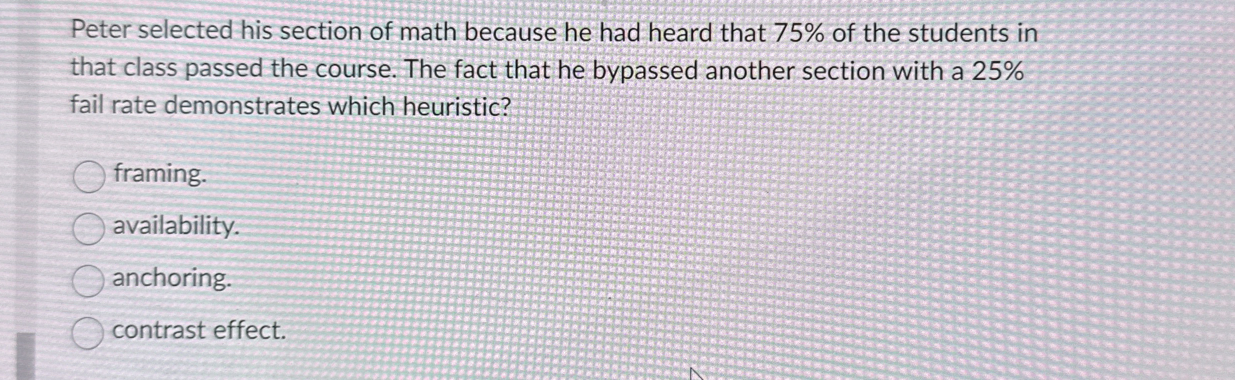 Solved Peter selected his section of math because he had | Chegg.com