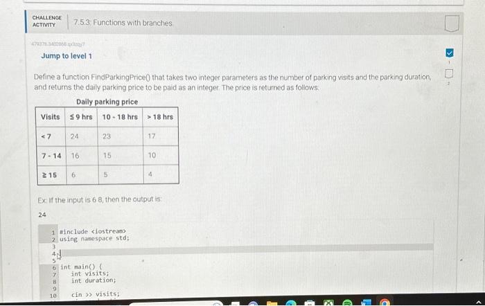 Solved Define a function FindParkingPrice() that takes two | Chegg.com