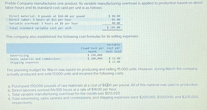 Solved 2. What is the materials quantity variance for March? | Chegg.com