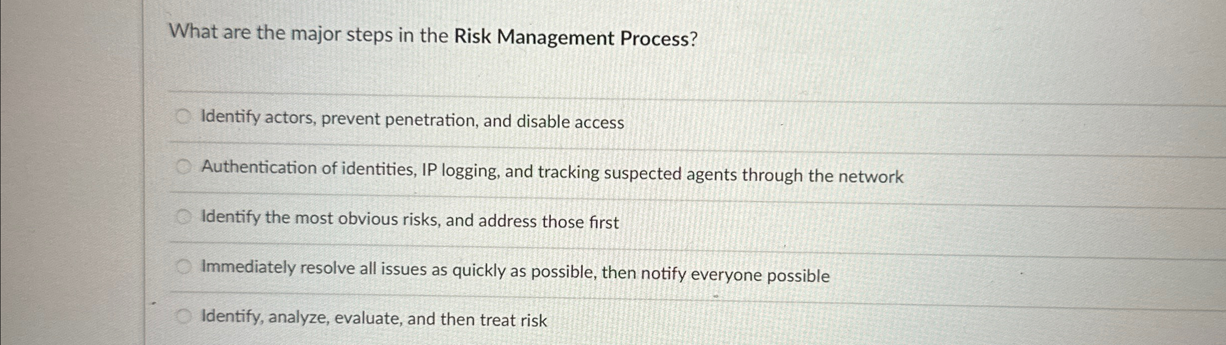 Solved What are the major steps in the Risk Management | Chegg.com