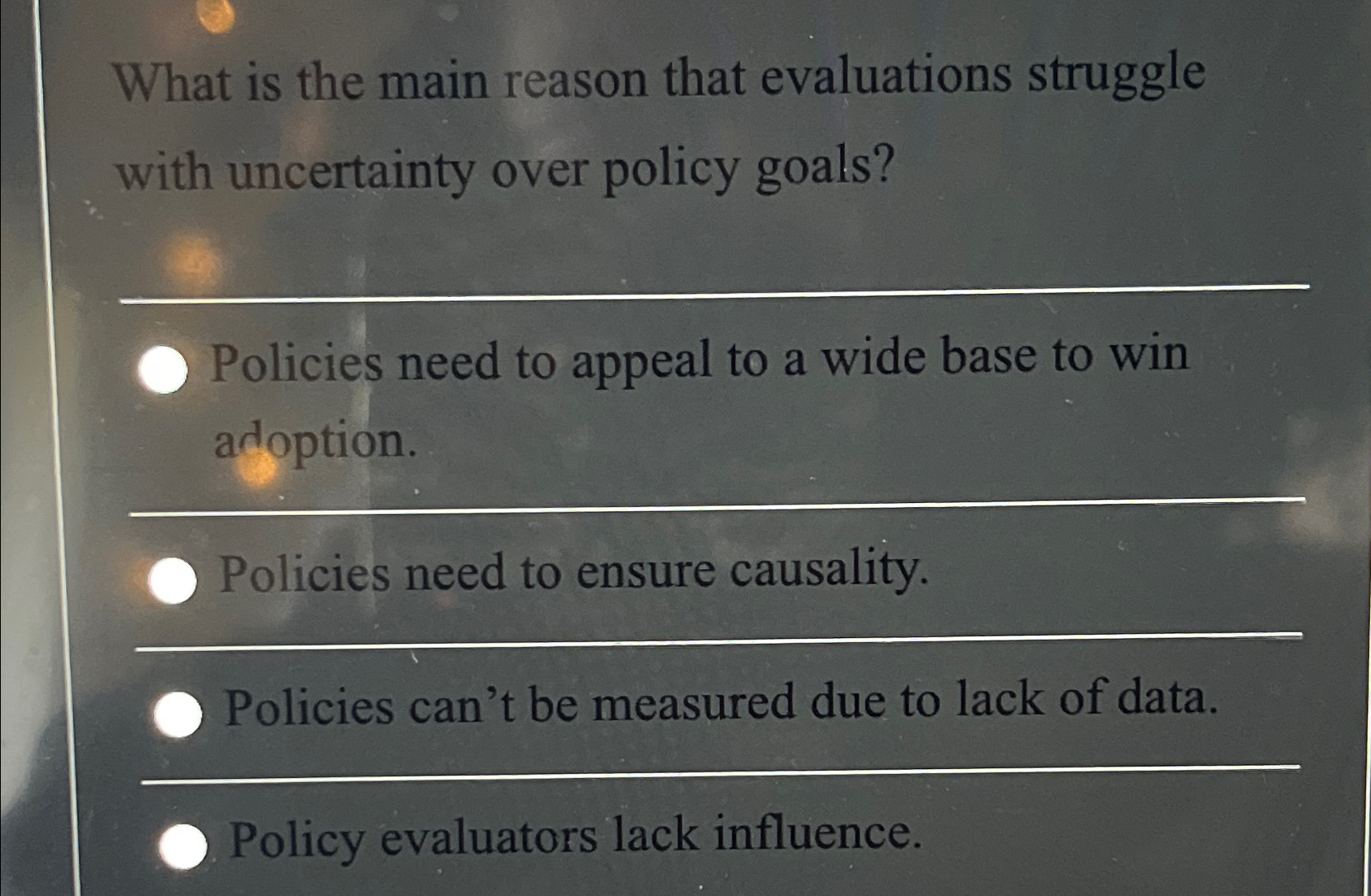 Solved What is the main reason that evaluations struggle | Chegg.com