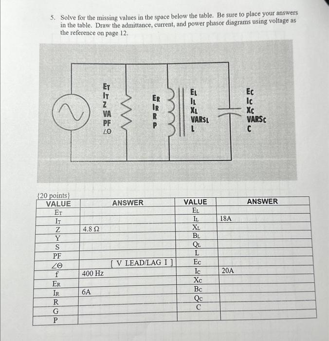 Solved 4. Solve for the missing values in the space below | Chegg.com
