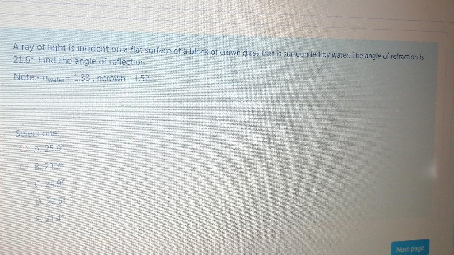 Solved A ray of light is incident on a flat surface of a | Chegg.com
