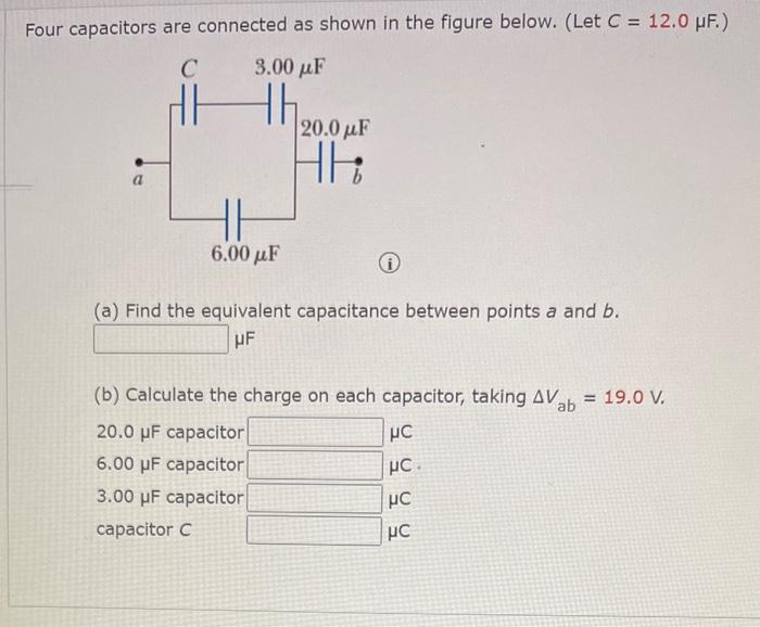 Solved Four Capacitors Are Connected As Shown In The Figure | Chegg.com