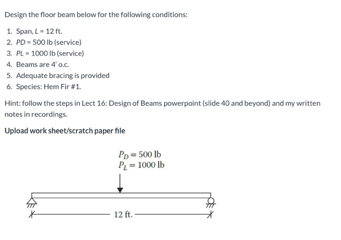 Design the floor beam below for the following | Chegg.com