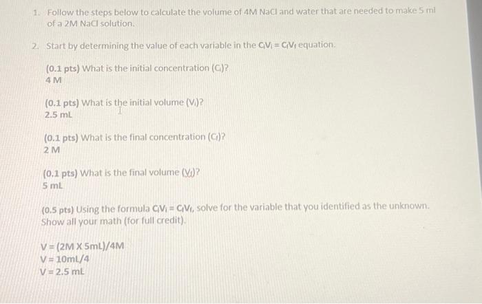 Solved 1. Follow the steps below to calculate the volume of | Chegg.com