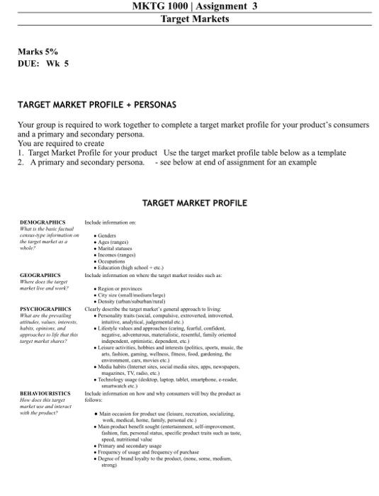 target market profile example