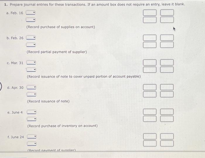 Solved 1. Prepare journal entries for these transactions. If | Chegg.com