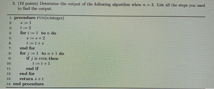 Solved 3. (10 points) Determine the output of the following | Chegg.com