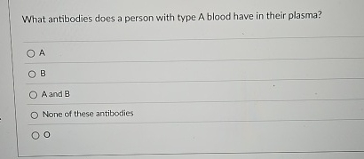 Solved What antibodies does a person with type A blood have | Chegg.com