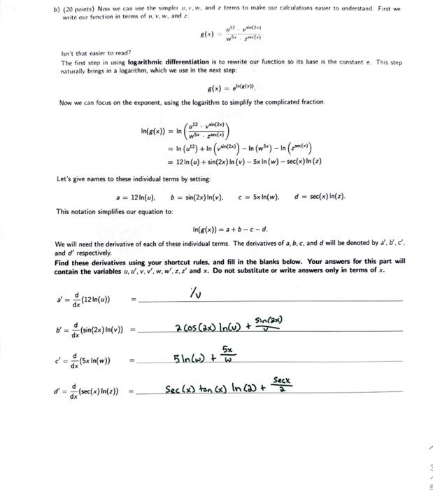 Solved Problem 1: Guided Derivative Calculation ( 38 points) | Chegg.com