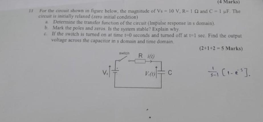 Solved 11 For the circuif shown in figure below, the | Chegg.com