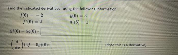 Solved Find The Indicated Derivatives, Using The Following | Chegg.com