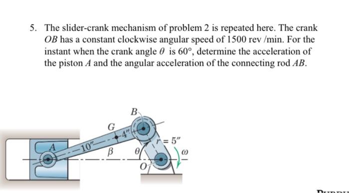 Solved 5. The slider-crank mechanism of problem 2 is | Chegg.com