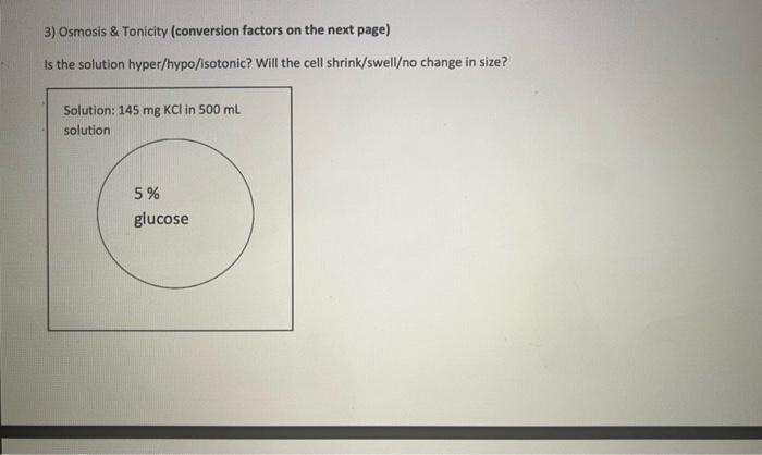 Solved 3 Osmosis And Tonicity Conversion Factors On The