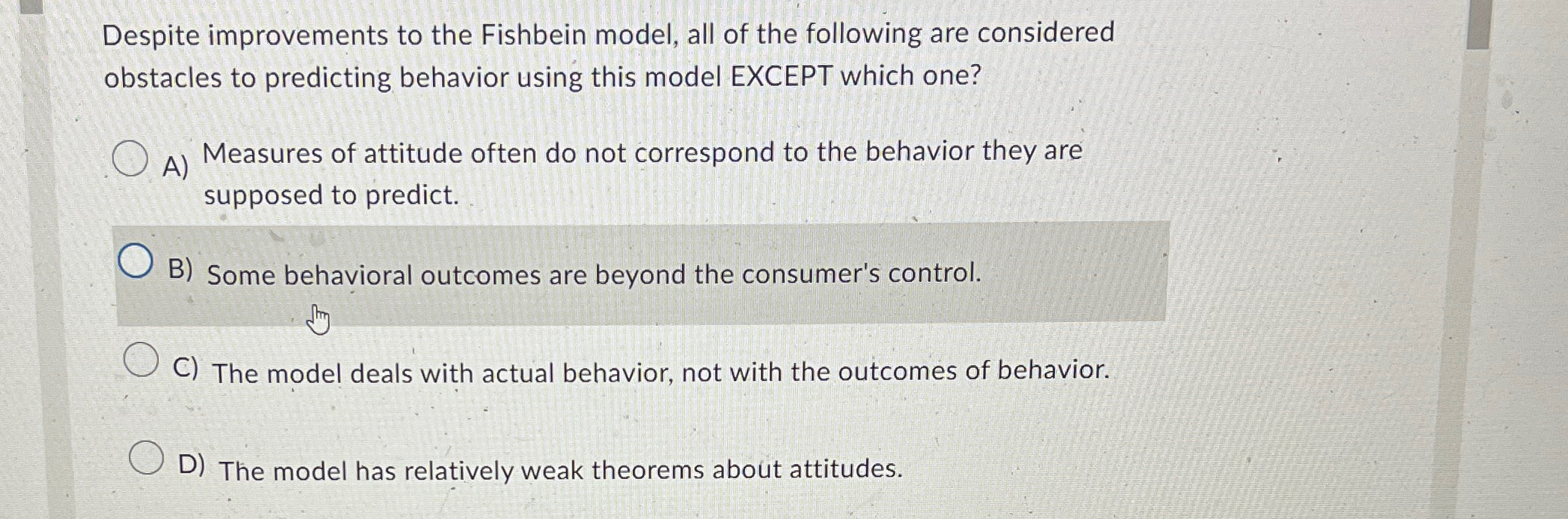 Solved Despite improvements to the Fishbein model, all of | Chegg.com