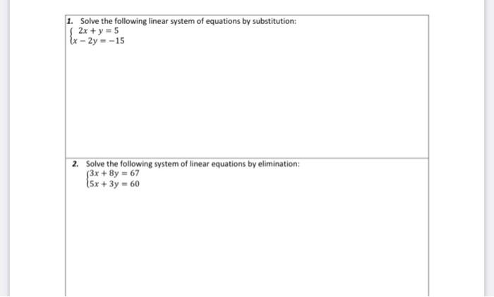 Solved 1. Solve the following linear system of equations by | Chegg.com