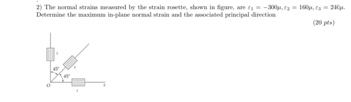 Solved 2) The normal strains measured by the strain rosette, | Chegg.com