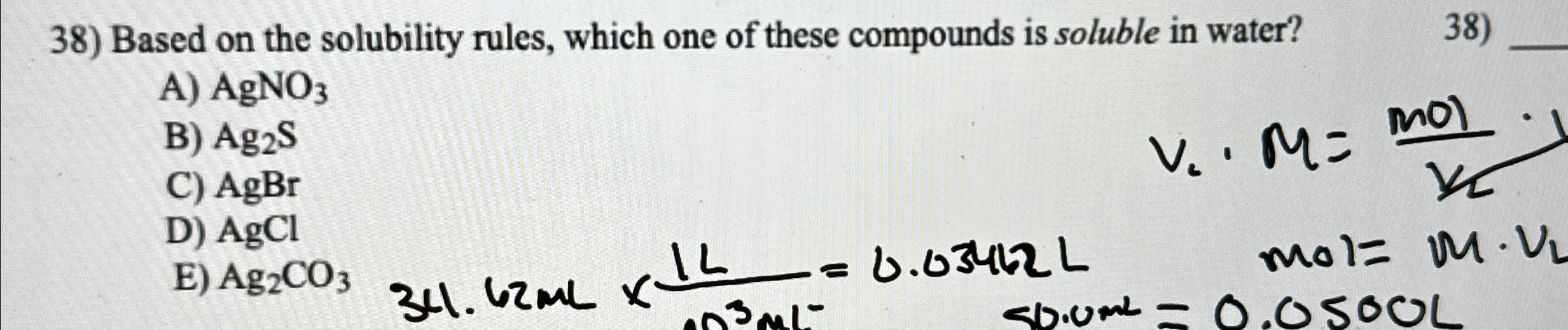 Solved Based on the solubility rules, which one of these | Chegg.com