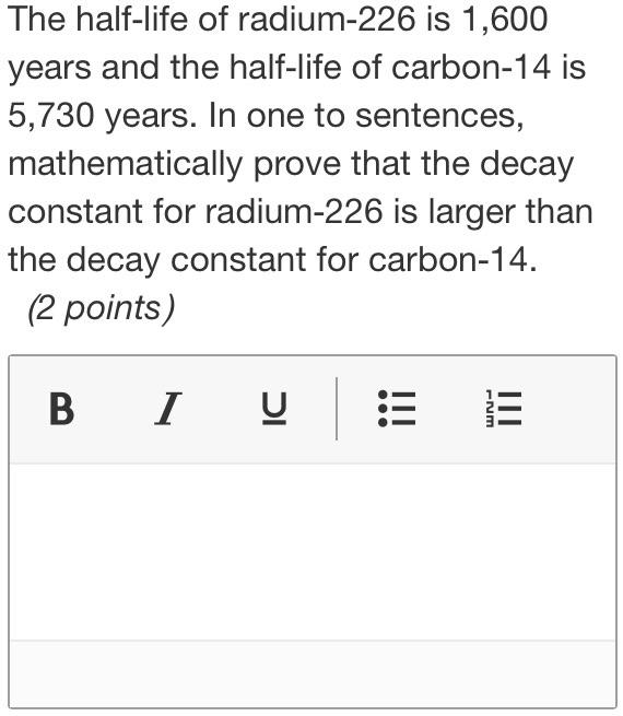 Solved The halflife of radium226 is 1,600 years and the