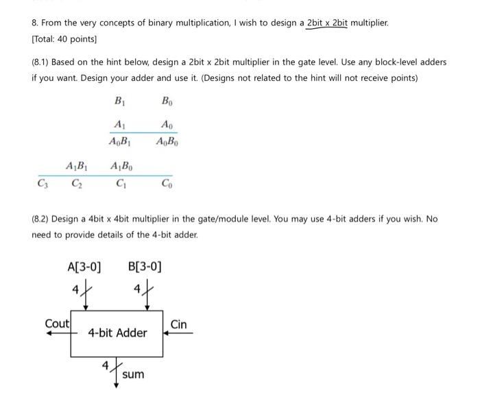Solved 8. From the very concepts of binary multiplication, I | Chegg.com
