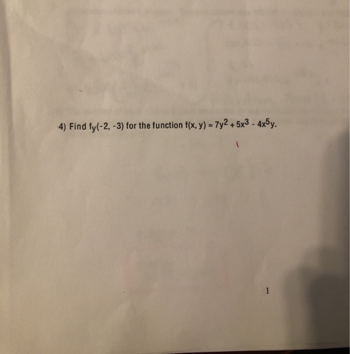 Solved 4 Find Fyl 2 3 For The Function F X Y 7y2